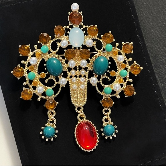 ✨ Beautiful Large Chandelier Rhinestones Brooch - Picture 1 of 2